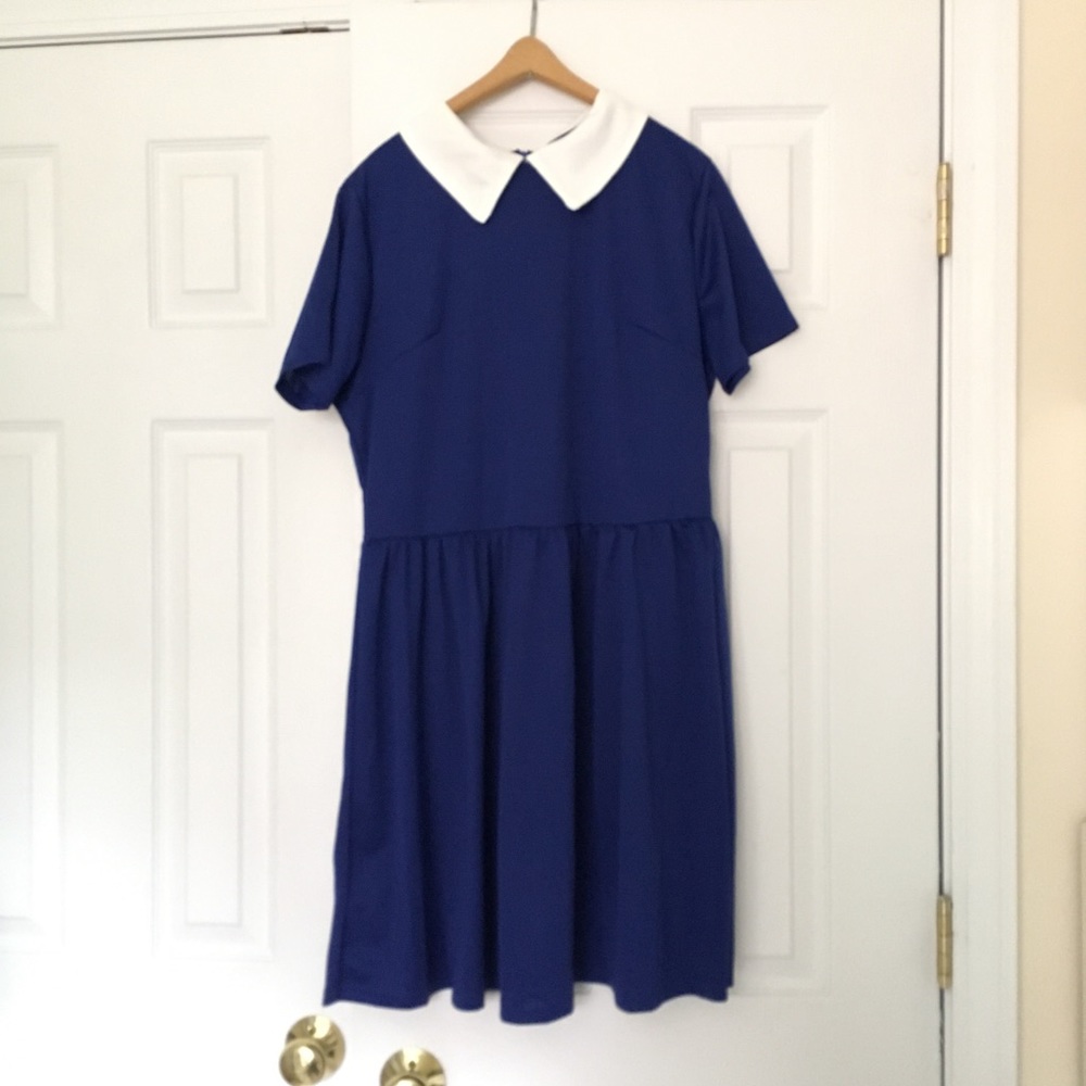 NWOT Peter Pan Collar Blue Dress